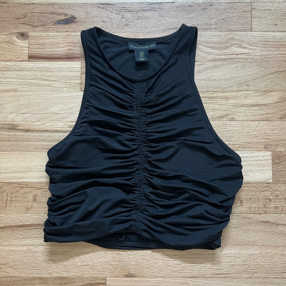 House of Harlow 1960 Black Ruched Crop Top